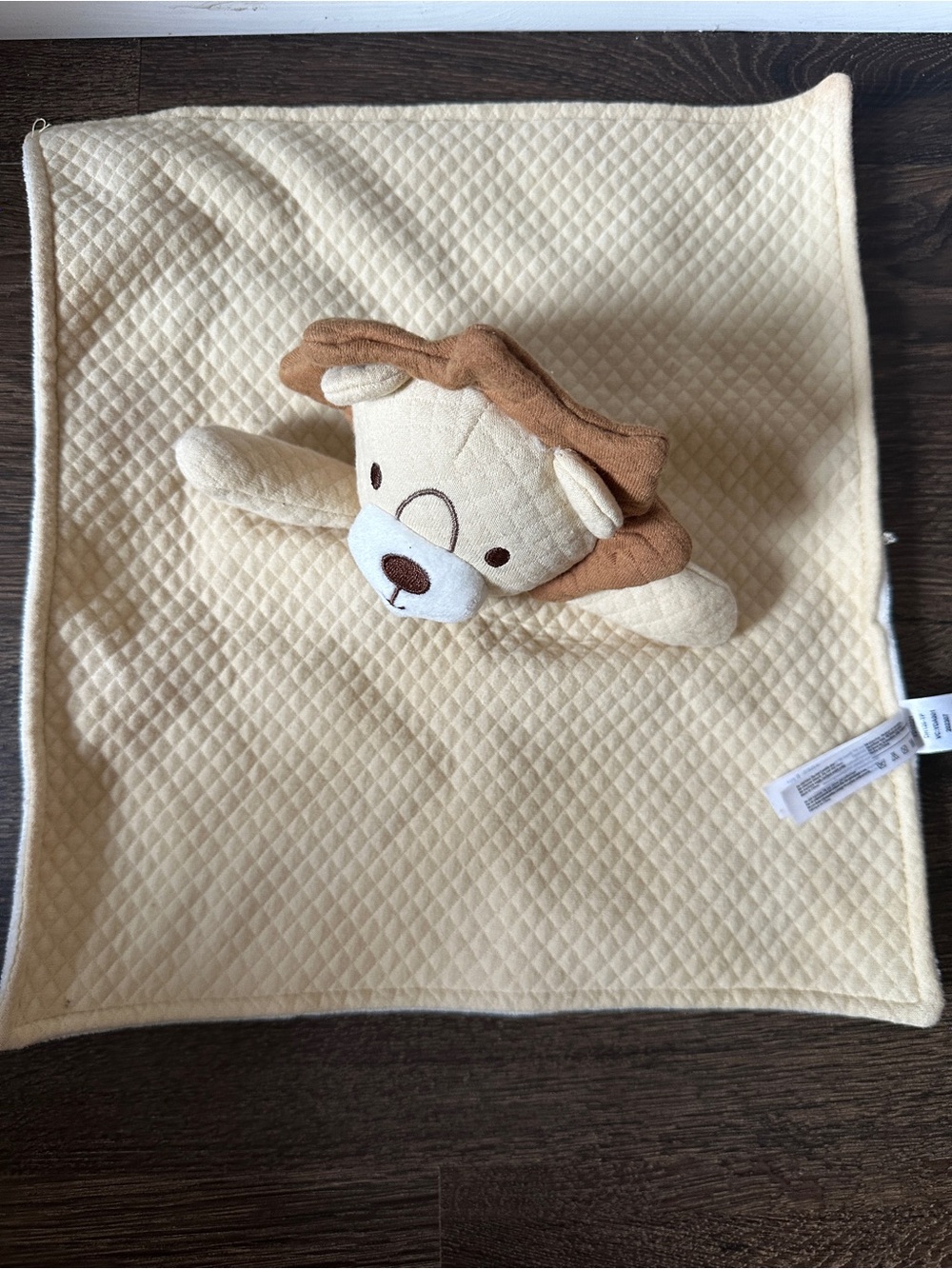 DreamGro Lion Security Blanket Baby Lovey Tan White Textured Quilted Plush